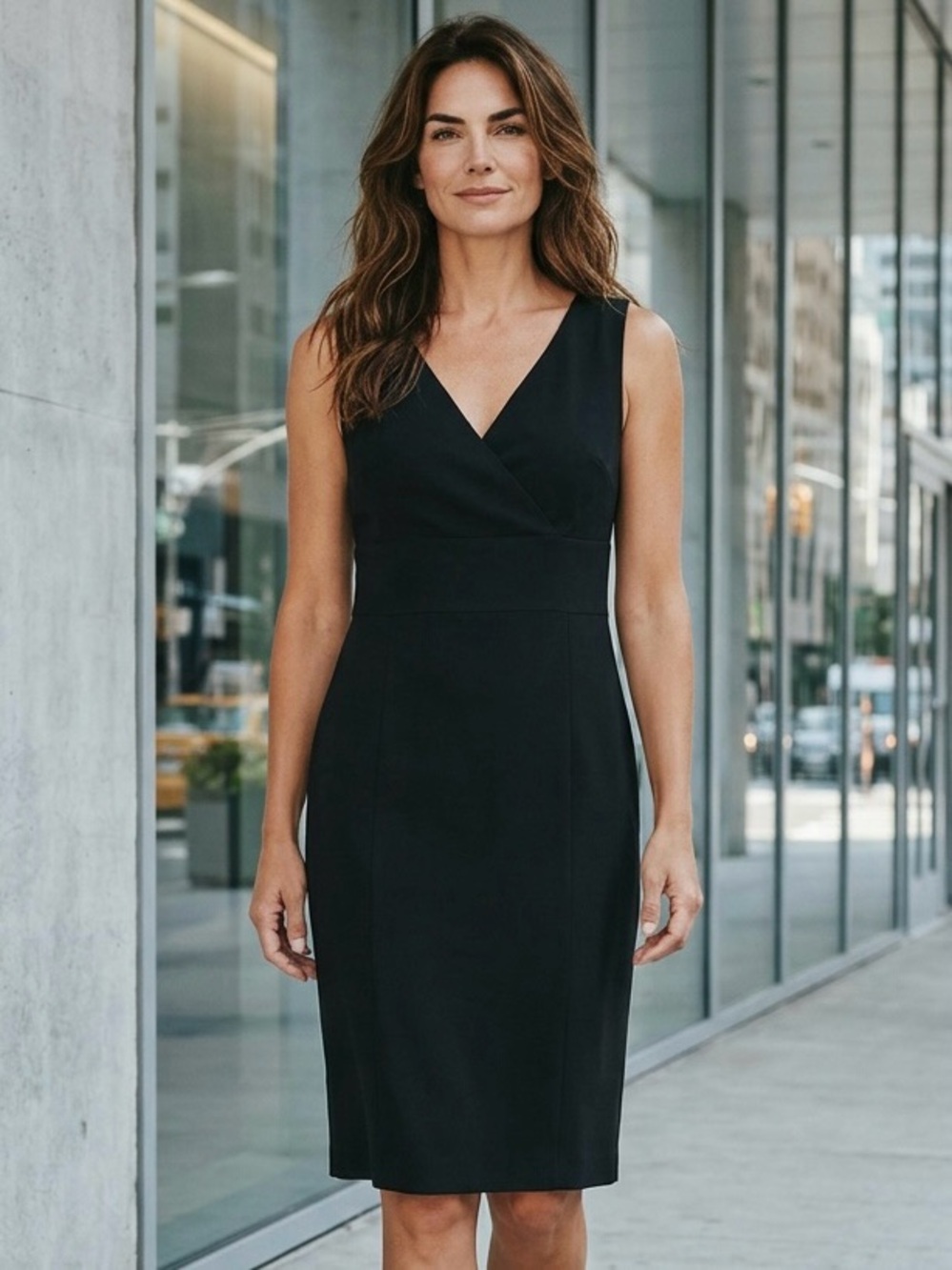 Ann Taylor Black V Neck Sleeveless Career Dress Office Wear Size 2